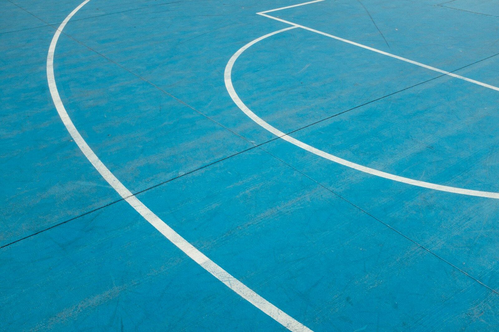 Painted lines on an outdoor sports court